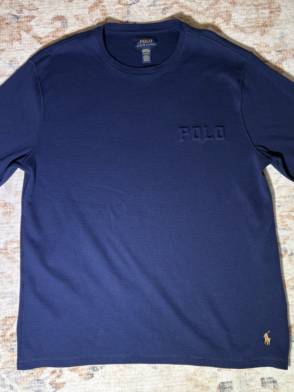 🛌 Polo by Ralph Lauren Navy Embroidered Logo Long Sleeve Crewneck sleepwear top